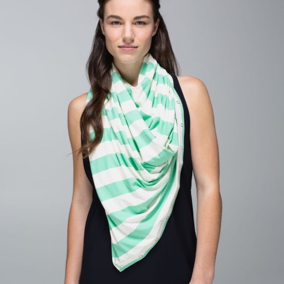 Lululemon Vinyasa Wrap Scarf Turquoise White Stripe - Picture 3 of 10